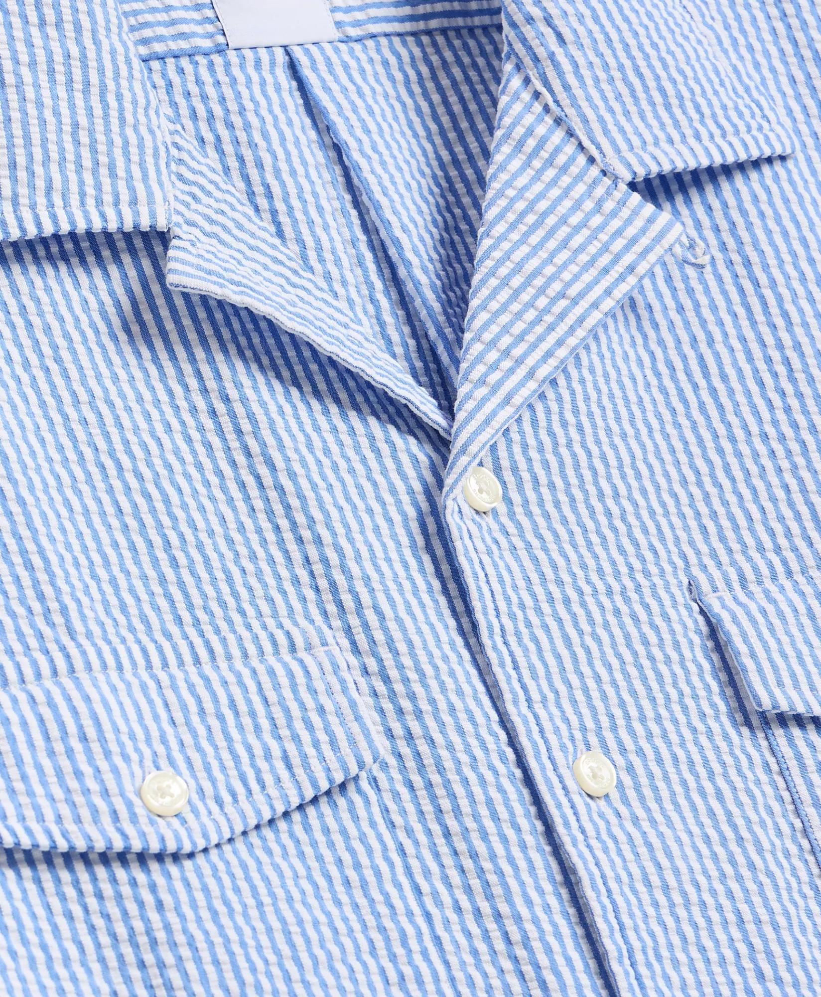 Cotton Blend Seersucker Camp Collar Shirt, image 2