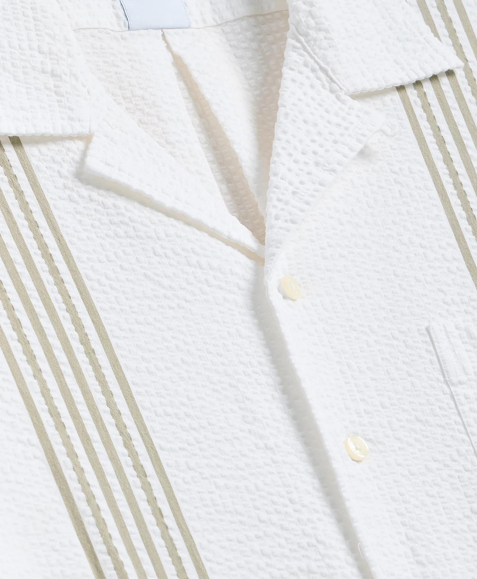 Cotton Blend Seersucker Camp Collar Shirt, image 2