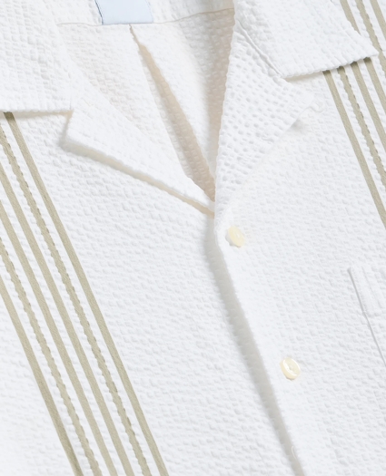 Cotton Blend Seersucker Camp Collar Shirt, image 2
