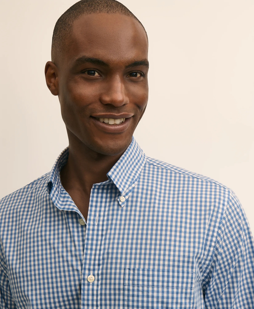 Performance Series Stretch Polo Button-Down Collar, Gingham Sport Shirt, image 2