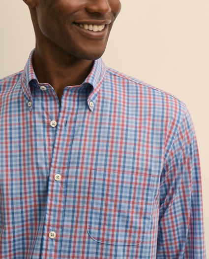 Performance Series Stretch Polo Button-Down Collar, Gingham Sport Shirt, image 3