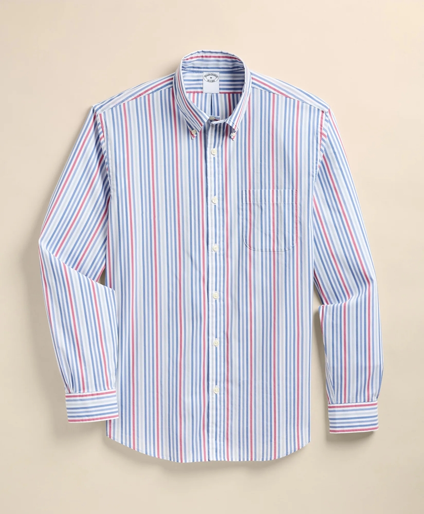 Performance Series Stretch Polo Button-Down Collar, Multi-Stripe Sport Shirt, image 2