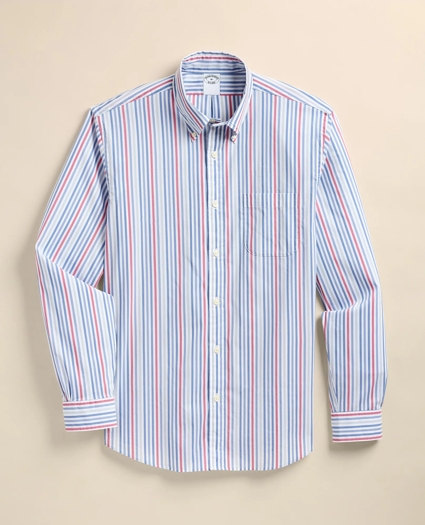 Performance Series Stretch Polo Button-Down Collar, Multi-Stripe Sport Shirt, image 2