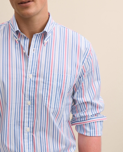 Performance Series Stretch Polo Button-Down Collar, Multi-Stripe Sport Shirt, image 3