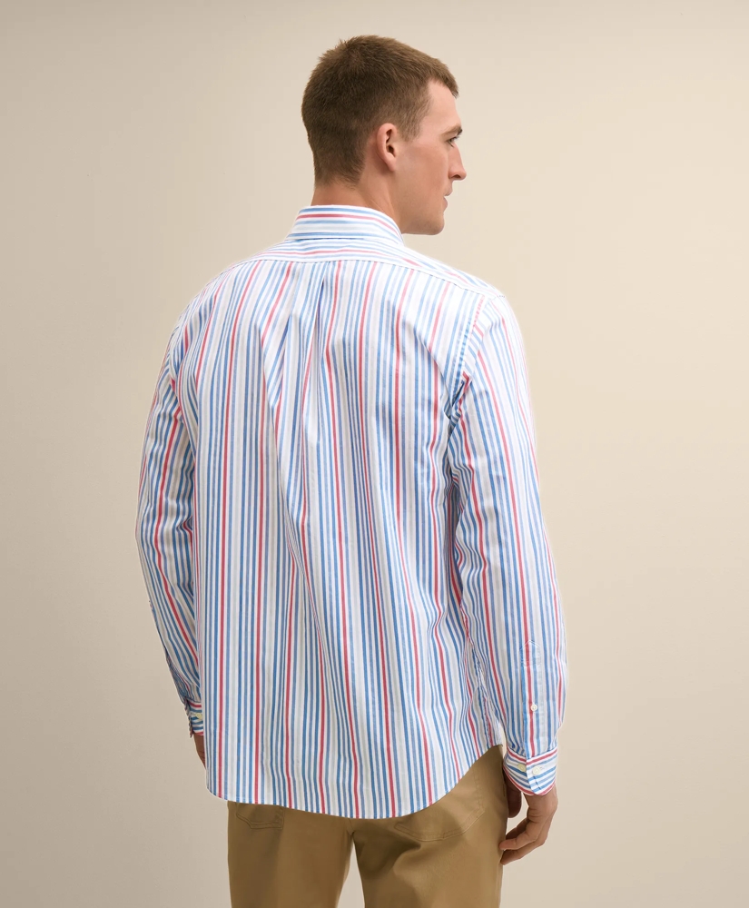 Performance Series Stretch Polo Button-Down Collar, Multi-Stripe Sport Shirt, image 4