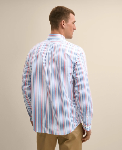 Performance Series Stretch Polo Button-Down Collar, Multi-Stripe Sport Shirt, image 4