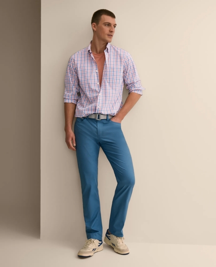 Performance Series Stretch Polo Button-Down Collar, Check Sport Shirt, image 2