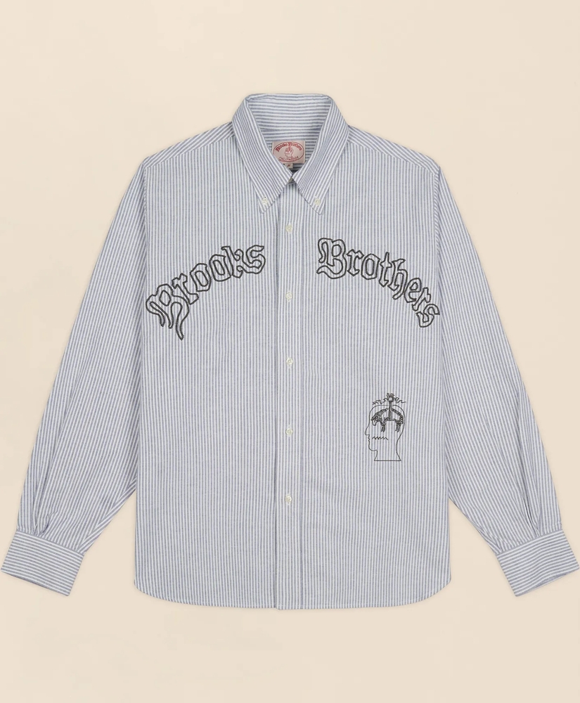 Brooks Brothers x Brain Dead Cotton Embroidered Oxford Button-Down Collar, Striped Sport Shirt, image 1