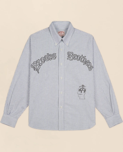 Brooks Brothers x Brain Dead Cotton Embroidered Oxford Button-Down Collar, Striped Sport Shirt, image 1