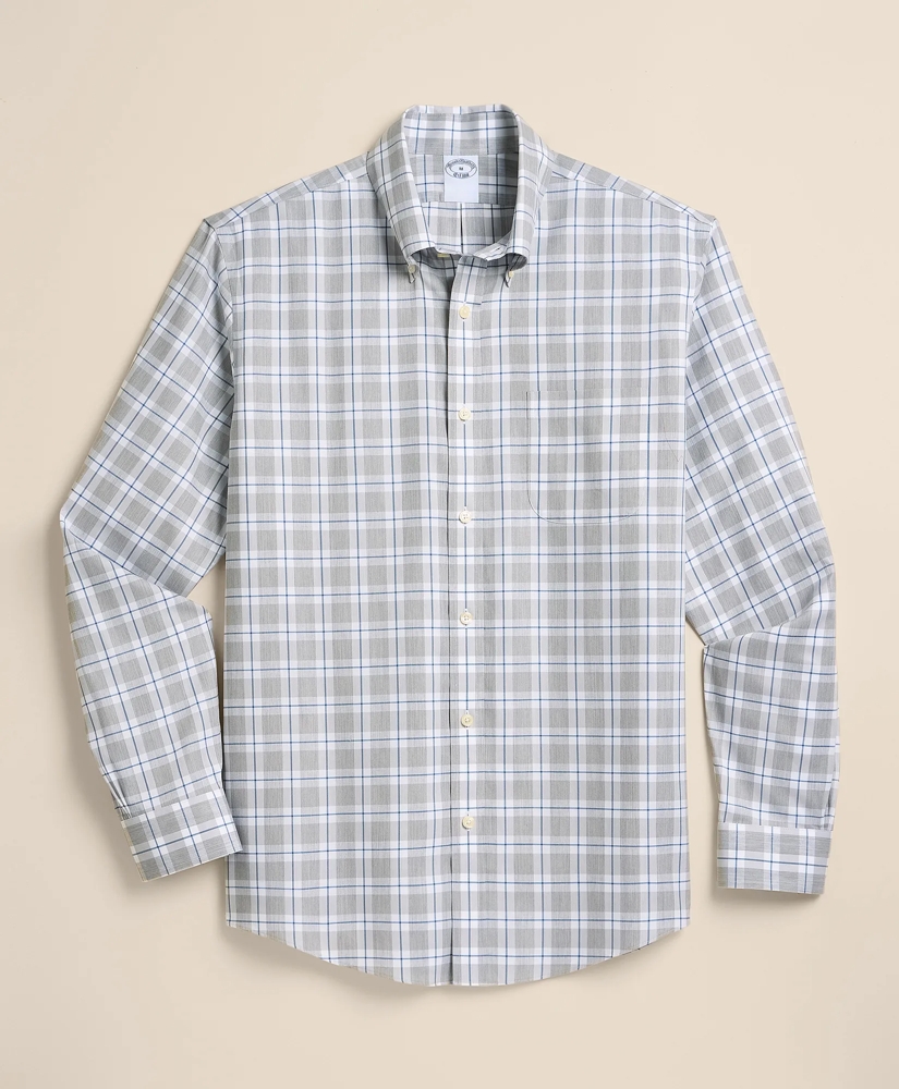 Stretch Supima&reg; Cotton Non-Iron Twill Polo Button Down Collar, Heathered Plaid Sport Shirt, image 4
