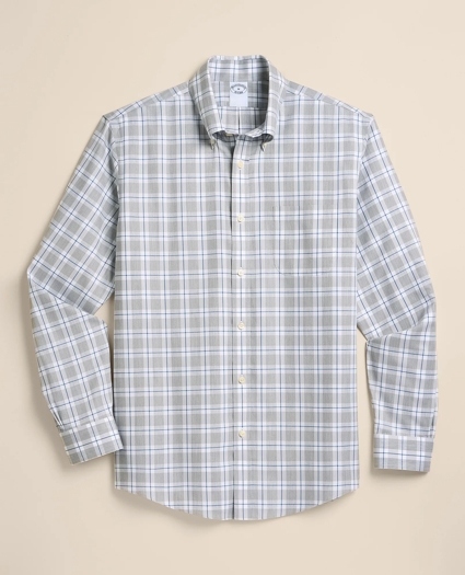 Stretch Supima&reg; Cotton Non-Iron Twill Polo Button Down Collar, Heathered Plaid Sport Shirt, image 4