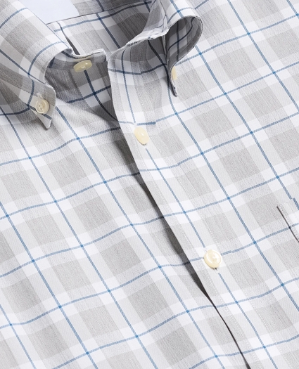 Stretch Supima&reg; Cotton Non-Iron Twill Polo Button Down Collar, Heathered Plaid Sport Shirt, image 5