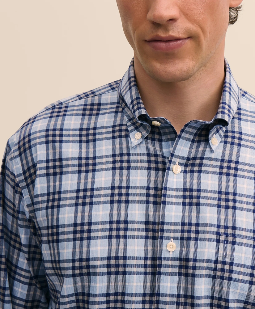 Stretch Supima&reg; Cotton Non-Iron Twill Polo Button Down Collar, Tartan Sport Shirt, image 2