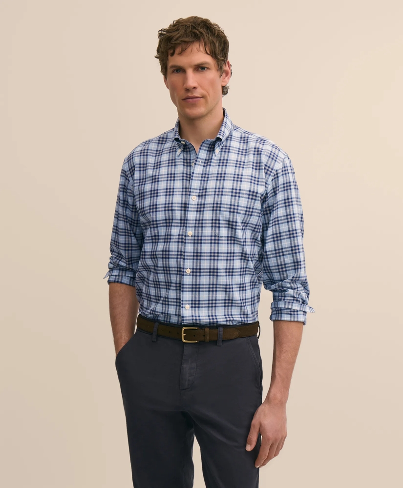 Stretch Supima&reg; Cotton Non-Iron Twill Polo Button Down Collar, Tartan Sport Shirt, image 3