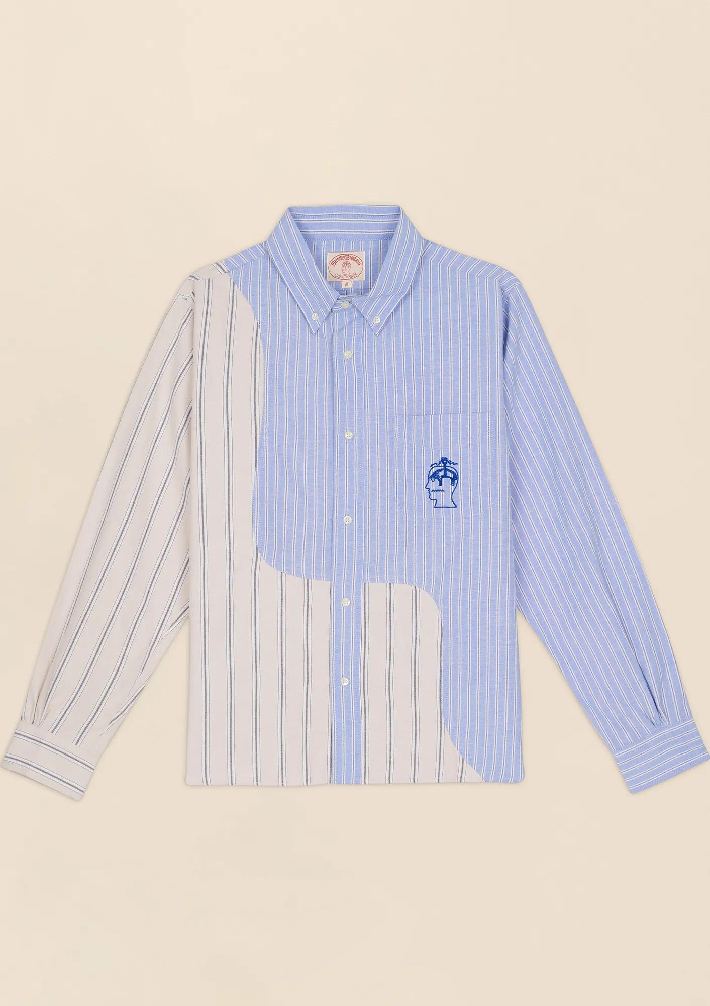 Brooks Brothers x Brain Dead Cotton Blend Embroidered Oxford Button-Down Collar, Striped Sport Shirt, image 1