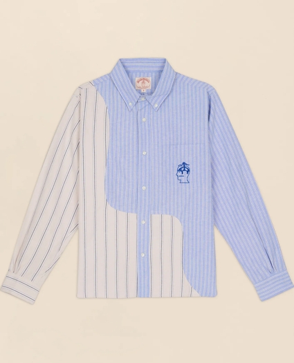 Brooks Brothers x Brain Dead Cotton Blend Embroidered Oxford Button-Down Collar, Striped Sport Shirt, image 1
