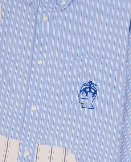 Brooks Brothers x Brain Dead Cotton Blend Embroidered Oxford Button-Down Collar, Striped Sport Shirt, image 2
