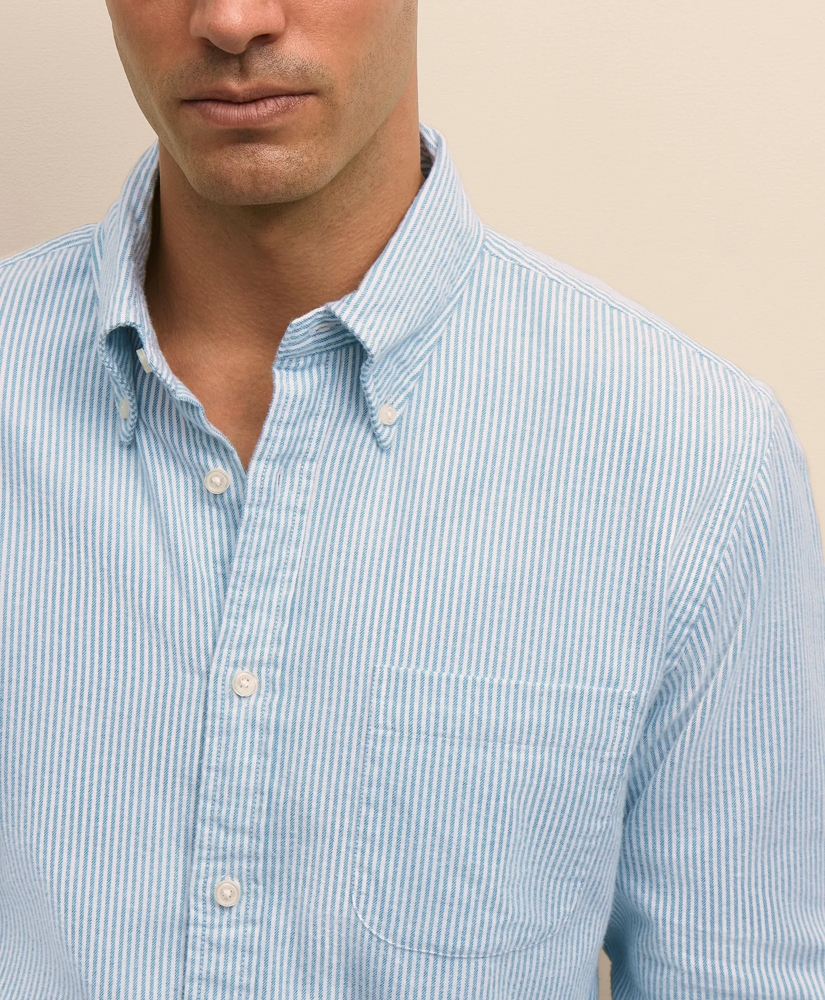 Portuguese Flannel Button Down Collar, Candy Stripe Shirt, image 3