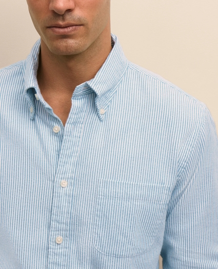 Portuguese Flannel Button Down Collar, Candy Stripe Shirt, image 3