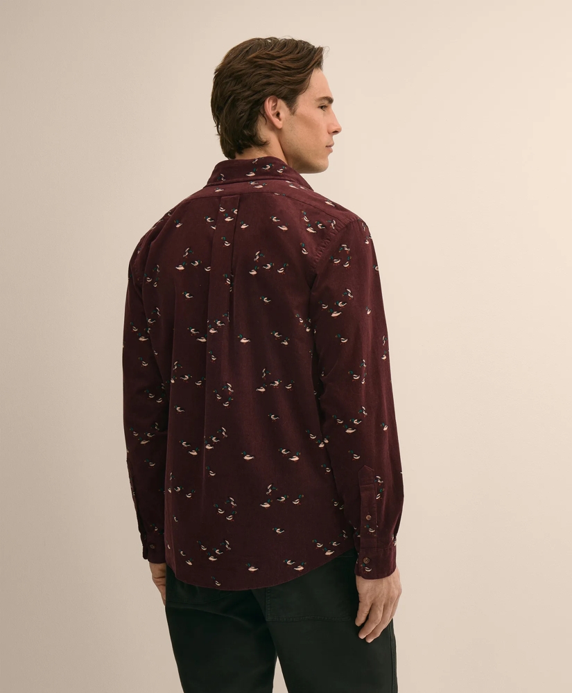 Cotton Fine-Wale Corduroy Mallard-Motif Sport Shirt, image 3