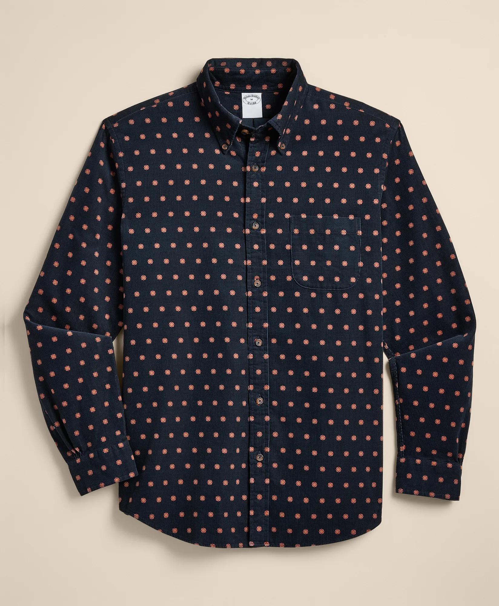 Cotton Fine-Wale Corduroy Foulard-Motif Sport Shirt, image 1