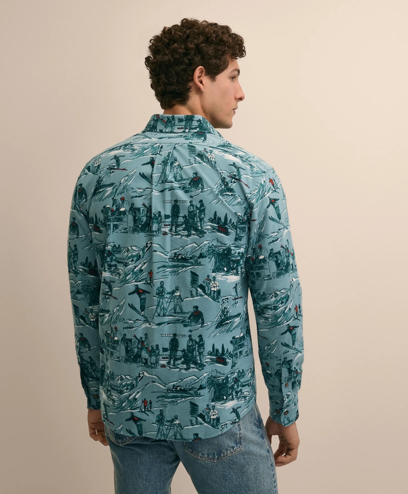 Cotton Flannel Ski-Motif Sport Shirt, image 4