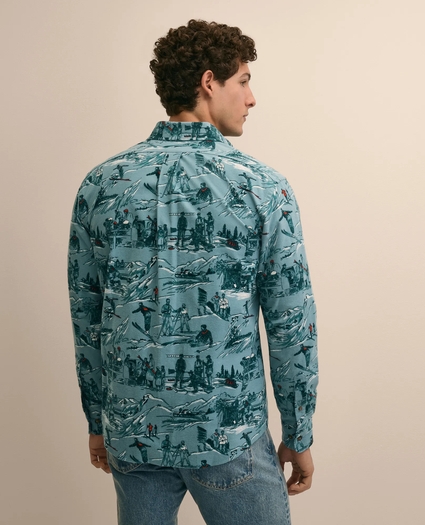 Cotton Flannel Ski-Motif Sport Shirt, image 4