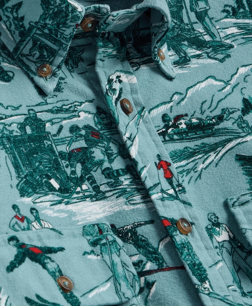 Cotton Flannel Ski-Motif Sport Shirt, image 5