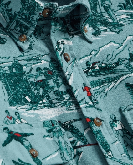 Cotton Flannel Ski-Motif Sport Shirt, image 5