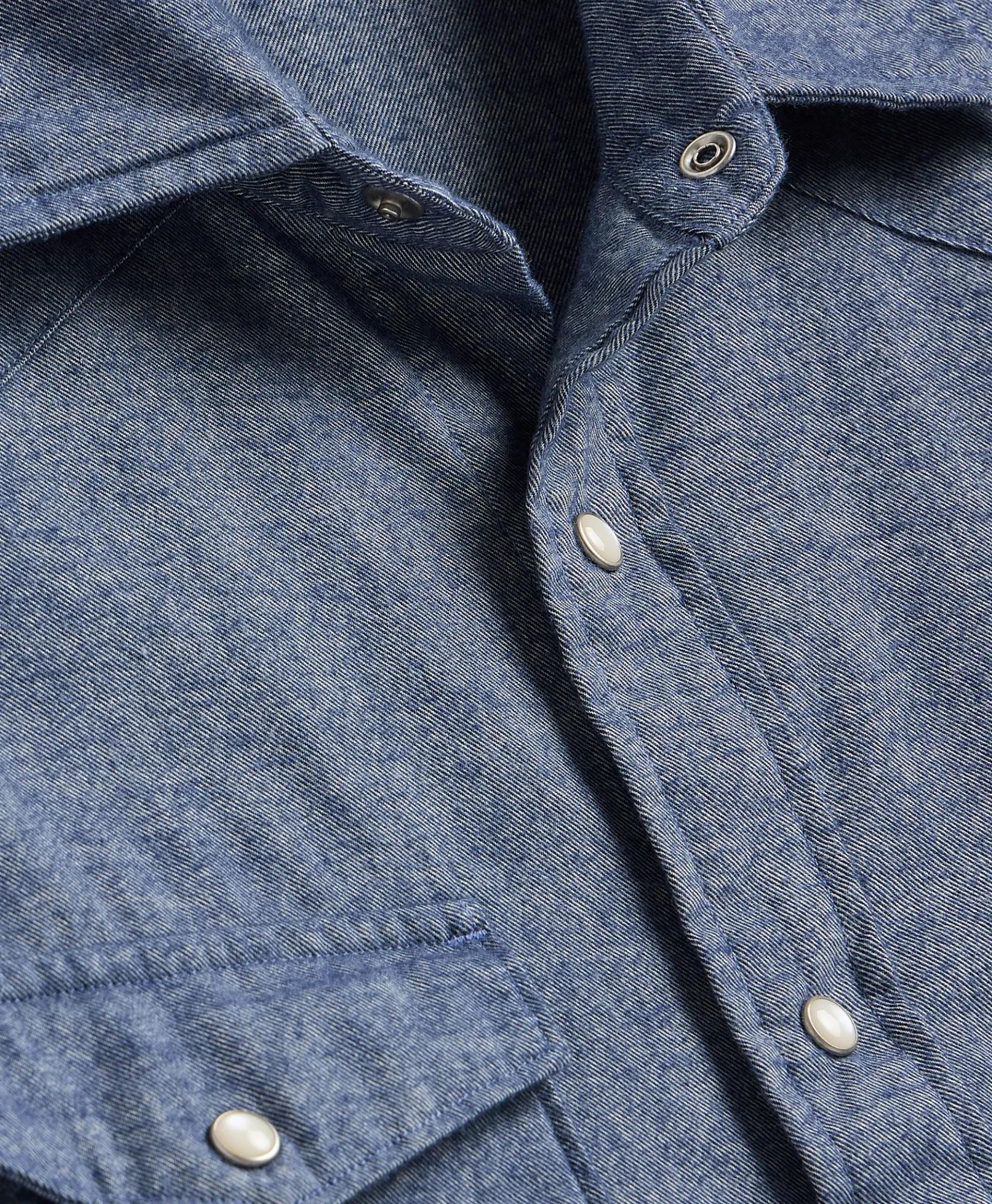 Brushed-Cotton Flannel Western Sport Shirt, image 2