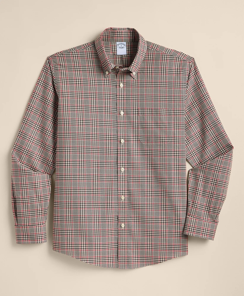 Stretch Cotton Non-Iron Twill Button Down Collar, Plaid Sport Shirt, image 2