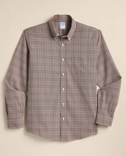 Stretch Cotton Non-Iron Twill Button Down Collar, Plaid Sport Shirt, image 2