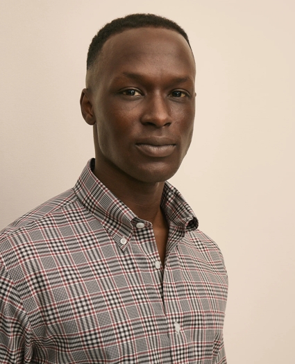 Stretch Cotton Non-Iron Twill Button Down Collar, Plaid Sport Shirt, image 3
