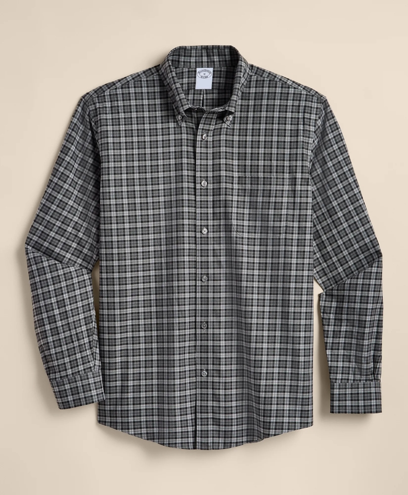 Stretch Cotton Non-Iron Twill Button Down Collar, Plaid Sport Shirt, image 2