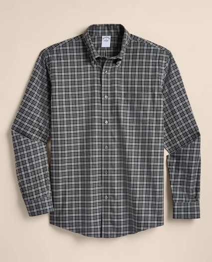 Stretch Cotton Non-Iron Twill Button Down Collar, Plaid Sport Shirt, image 2