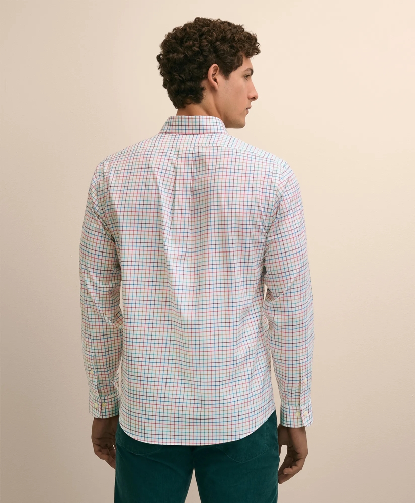 Stretch Cotton Non-Iron Twill Button Down Collar, Check Sport Shirt, image 4
