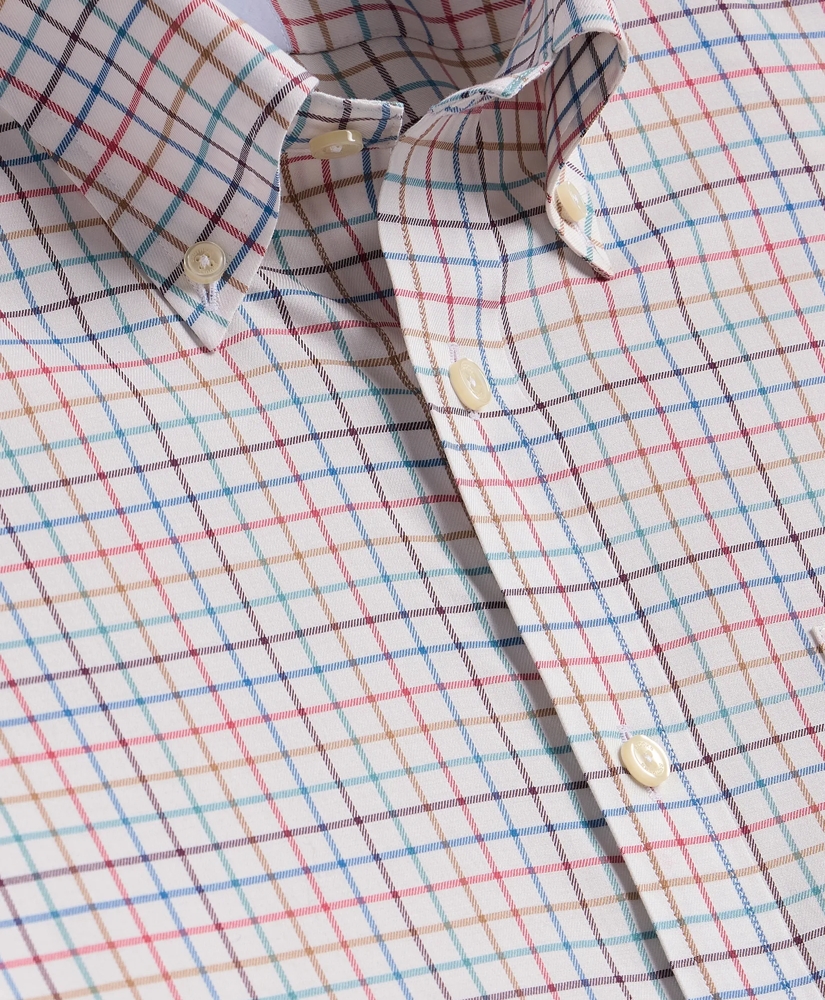 Stretch Cotton Non-Iron Twill Button Down Collar, Check Sport Shirt, image 5