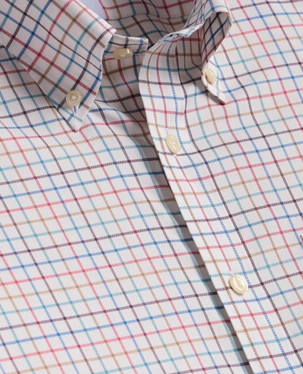Stretch Cotton Non-Iron Twill Button Down Collar, Check Sport Shirt, image 5