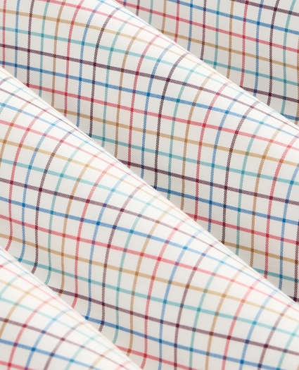 Stretch Cotton Non-Iron Twill Button Down Collar, Check Sport Shirt, image 6