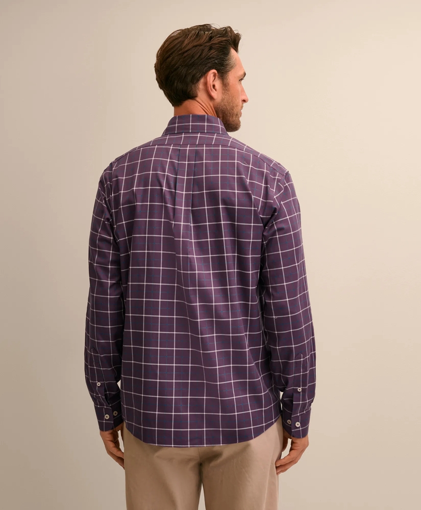 Stretch Cotton Non-Iron Twill Button Down Collar, Windowpane Sport Shirt, image 4