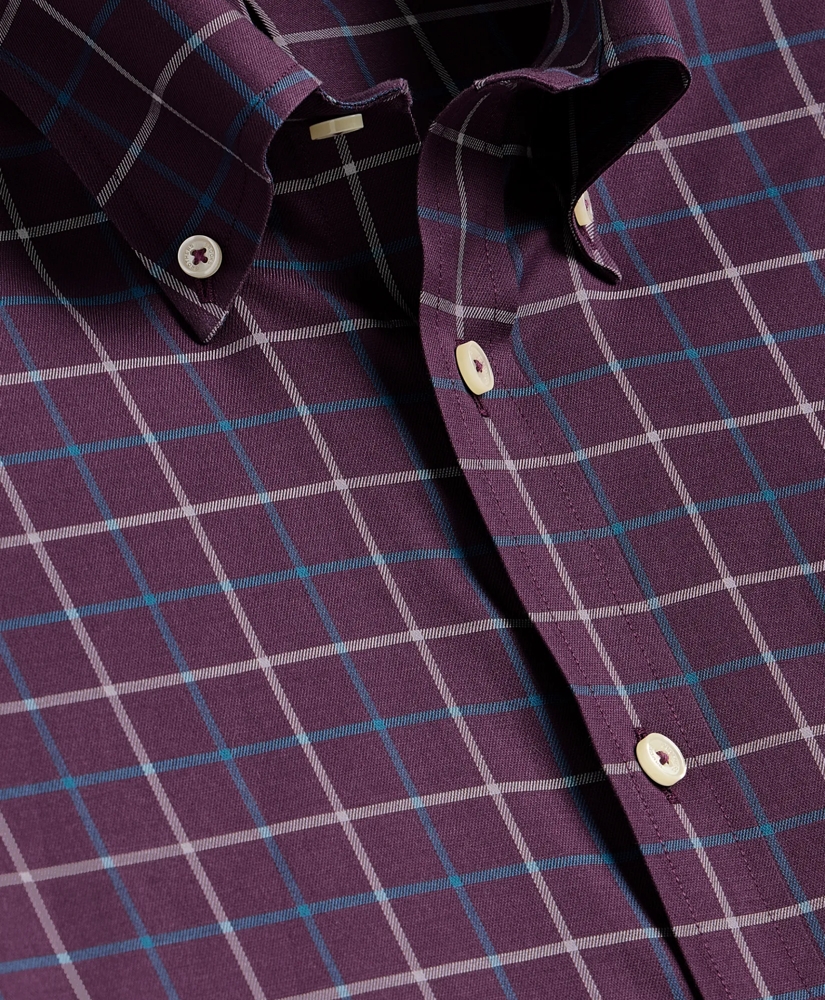 Stretch Cotton Non-Iron Twill Button Down Collar, Windowpane Sport Shirt, image 5