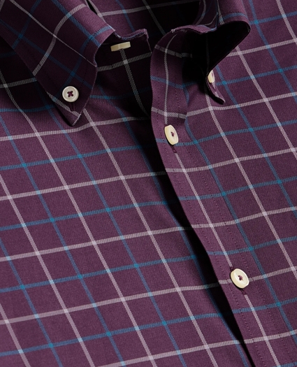Stretch Cotton Non-Iron Twill Button Down Collar, Windowpane Sport Shirt, image 5