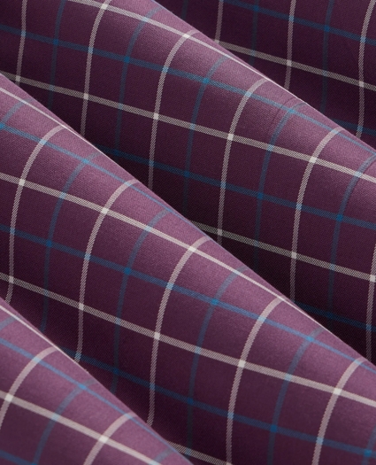 Stretch Cotton Non-Iron Twill Button Down Collar, Windowpane Sport Shirt, image 6