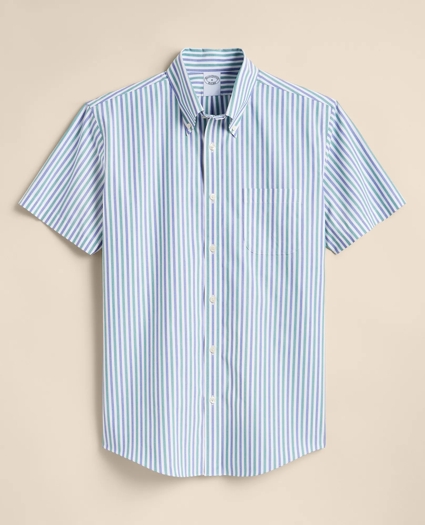 Stretch Non-Iron Broadcloth Button-Down Collar Short-Sleeve Sport Shirt