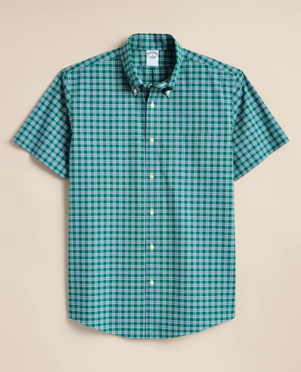 Stretch Non-Iron Broadcloth Button-Down Collar Short-Sleeve Sport Shirt