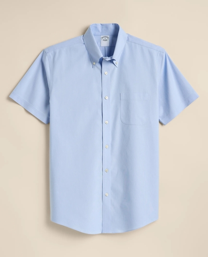 Stretch Non-Iron Broadcloth Button-Down Collar Short-Sleeve Sport Shirt