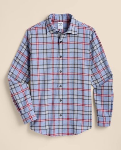 Cotton-Brushed Wool Tartan Sport Shirt
