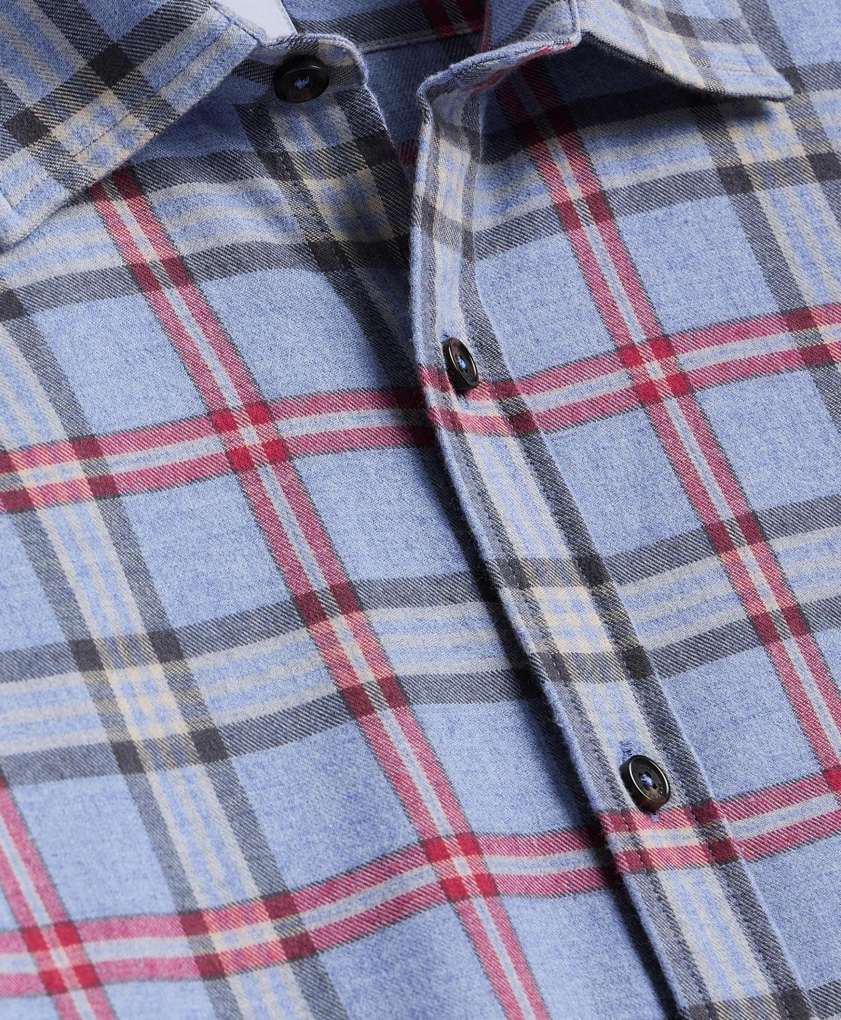 Cotton-Brushed Wool Tartan Sport Shirt, image 2