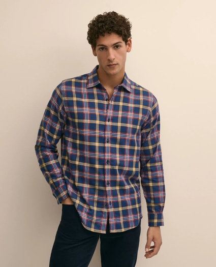 Cotton-Brushed Wool Tartan Sport Shirt, image 1