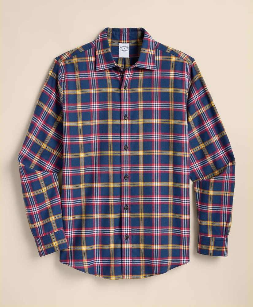 Cotton-Brushed Wool Tartan Sport Shirt, image 2